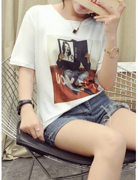 Casual Character Printed Short Sleeve T-shirt